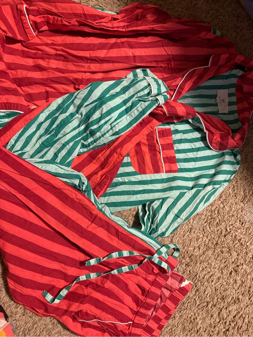 Printfresh Red & Green Striped Women’s Pajama Set